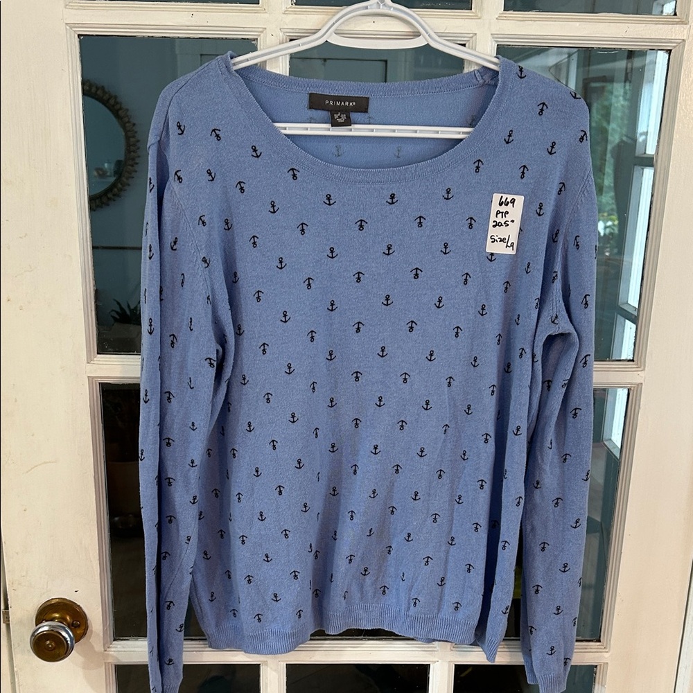 669. Primark Women's Blue Anchor Pattern Sweatshirt